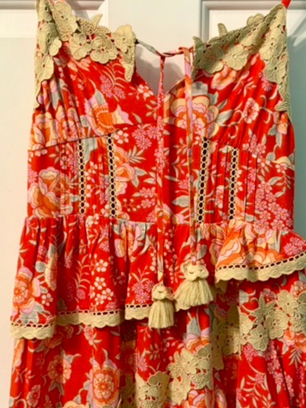 Free People x SPELL Full Bloom Ruffle Soirée Dress Daylily NWT Small Rare - Picture 9 of 16